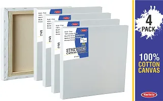 variety 8 x 10 STRETCHED CANVAS Cotton Medium Grain Stretched Canvas Board  Set of 4   PURE WHITE-thumb1