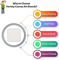 Variety Canvas 8 x 8 GESSO PRIMED ART BOARD ARTIST GRADE PACK OF 3 Acrylic Acrylic Coated Acrylic Primed Board, Primed Canvas Board  Set of 3   White-thumb3