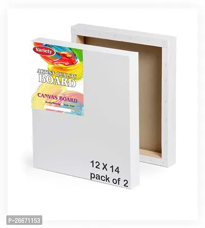 variety 12 x 14 STRETCHED CANVAS BOARD Cotton Medium Grain Stretched Canvas Board  Set of 2   PURE WHITE