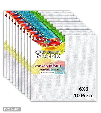 Variety Canvas Boards For Painting, Acrylic Oil Painting Board 10 Pieces Set White , 6 X 6 Inch, Medium