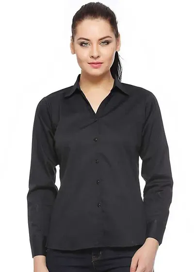 Stylish Fancy Roll- Up Sleeves Solid Rayon Regular Fit Shirt For Women