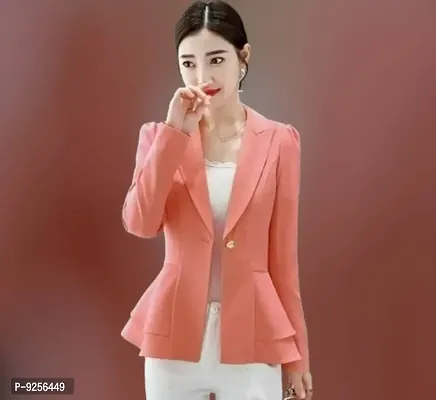 Stylish Pink Cotton Blend Solid Coats For Women