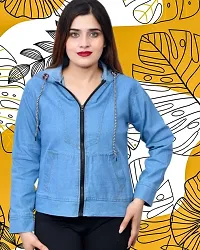 Trendy Blue Denim Jacket For Women-thumb1