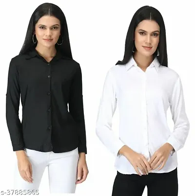 Women Stylish Rayon Solid Casual Shirt