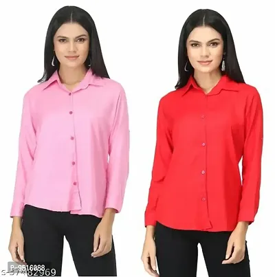 Women Stylish Rayon Solid Casual Shirt