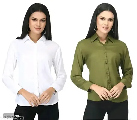 Women Stylish Rayon Solid Casual Shirt