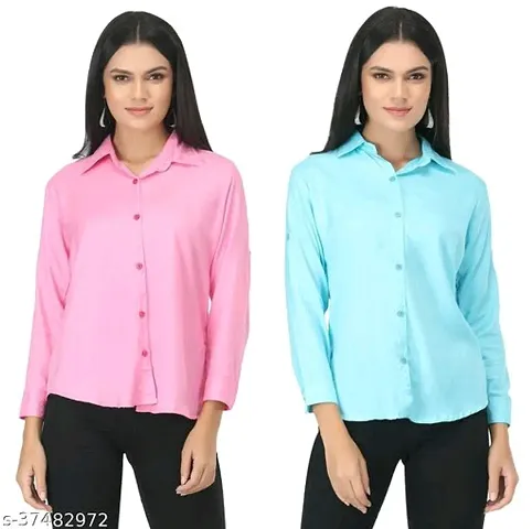 Solid Casual wear Rayon Shirt Combo of 2