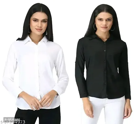 Women Stylish Rayon Solid Casual Shirt