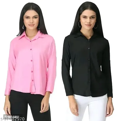Women Stylish Rayon Solid Casual Shirt