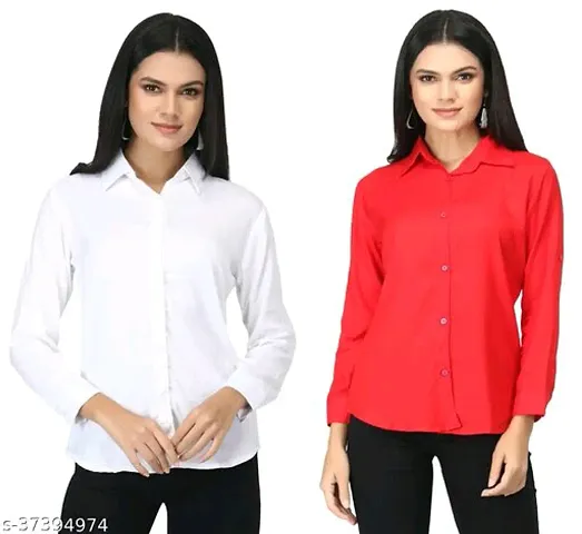 Solid Colored Rayon Shirt combo of 2 for Women