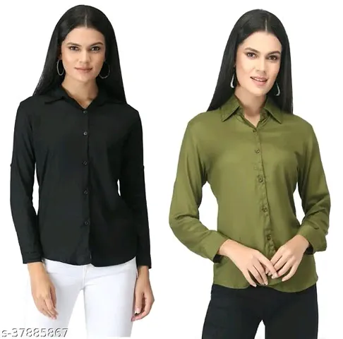 Elegant Rayon Solid Shirt For Women- Pack Of 2