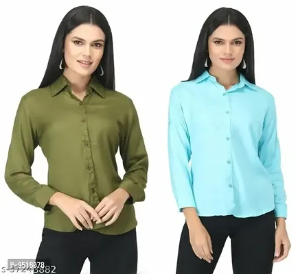 Women Stylish Rayon Solid Casual Shirt-thumb0