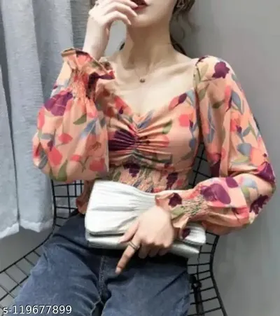 Women Stylish Crepe Casual Top