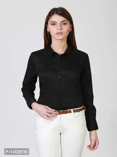 Stylish Fancy Roll- Up Sleeves Solid Rayon Regular Fit Shirt For Women-thumb0