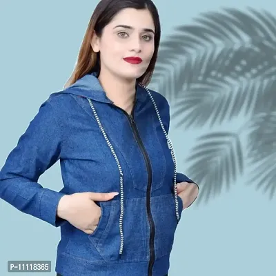 Stylish Blue Denim  Denim Jacket For Women-thumb0