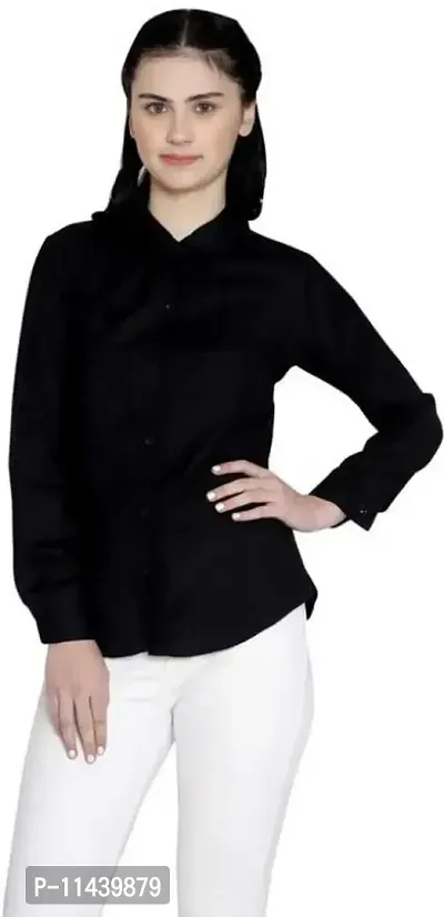 Stylish Fancy Roll- Up Sleeves Solid Rayon Regular Fit Shirt For Women