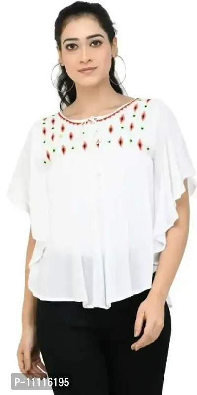 Elegant White Rayon Top For Women-thumb0