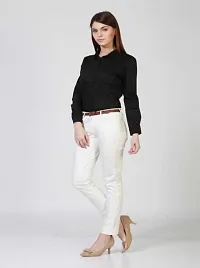 Stylish Fancy Roll- Up Sleeves Solid Rayon Regular Fit Shirt For Women-thumb2