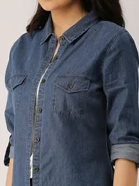 Stylish Fancy Denim Solid Regular Fit Shirt For Women-thumb3