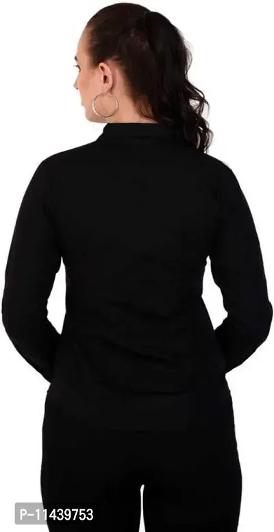 Stylish Fancy Roll- Up Sleeves Solid Rayon Regular Fit Shirt For Women-thumb2