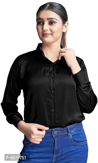 Elegant Black Rayon Solid Shirts For Women
