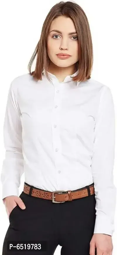Elegant White Rayon Solid Shirts For Women-thumb0