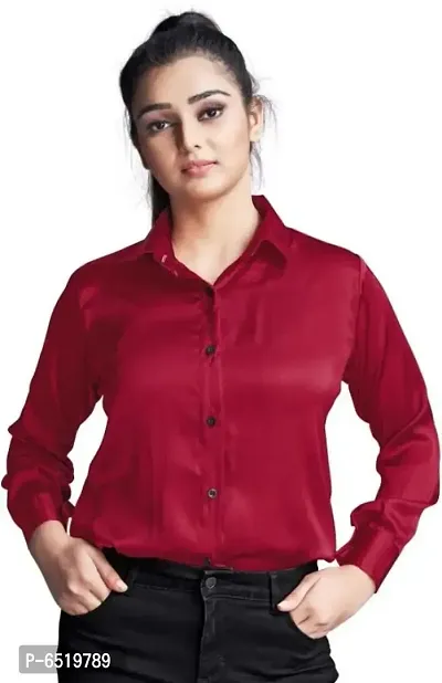 Elegant Magenta Rayon Solid Shirts For Women-thumb0