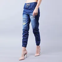 Stylish Denim Self Pattern Joggers for Women-thumb1