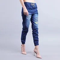 Stylish Denim Self Pattern Joggers for Women-thumb2