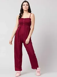 Stylish Maroon Rayon Self Pattern Jumpsuits For Women-thumb3