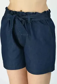 Stylish Denim Solid Short For Women-thumb4