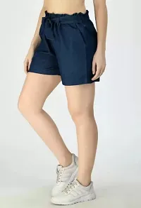 Stylish Denim Solid Short For Women-thumb3