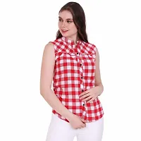 Stylish Cotton Checked Sleeves Top For Women-thumb1