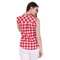 Stylish Cotton Checked Sleeves Top For Women-thumb3