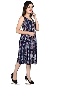 Stylish Cotton Blend Printed Sleeveless Shoulder Strap Dress For Women-thumb3