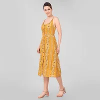 Stylish Cotton Blend Printed Sleeveless Shoulder Strap Dress For Women-thumb1