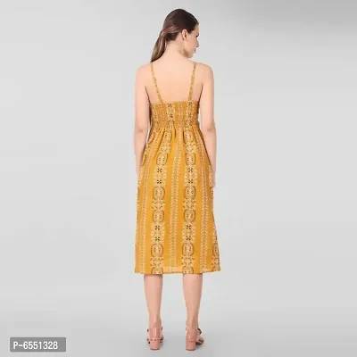 Stylish Cotton Blend Printed Sleeveless Shoulder Strap Dress For Women-thumb4