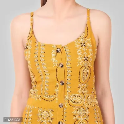 Stylish Cotton Blend Printed Sleeveless Shoulder Strap Dress For Women-thumb3