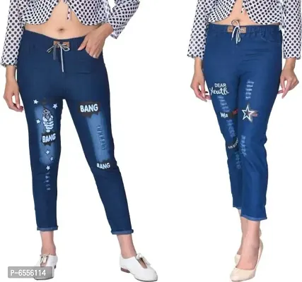 Combo of Denim Lower Jeggings for Women-thumb0