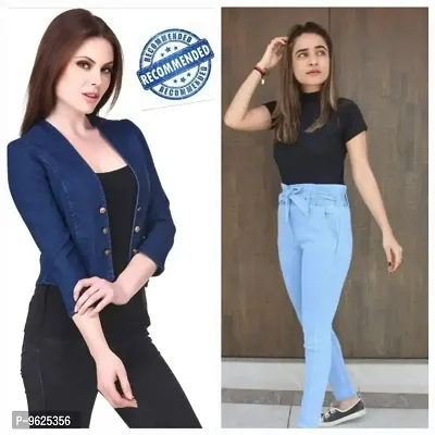 Stylish Women Combo of Denim Shrug and Lower-thumb0