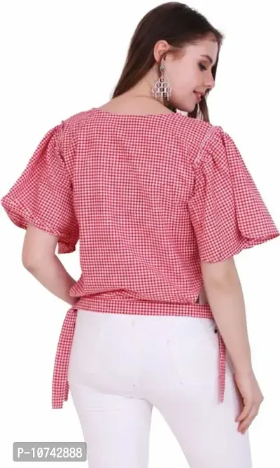Classic Cotton Checked Tops for Womens-thumb2