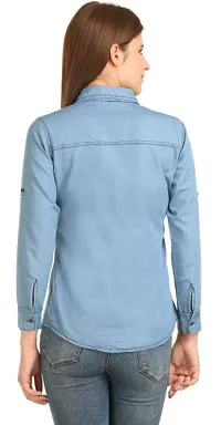 Classic Denim Solid Shirts for Women-thumb1