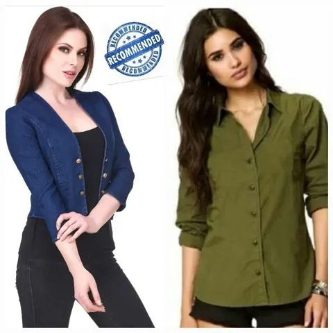 Stylish Trending Shrug &amp; Shirt Combo