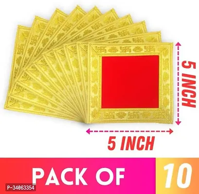 Bhakti Lehar Size 5 x 5 Inch Small Size Red Velvet Pooja Aasan Cloth Chowki Aasan Kapda Mat Mini Velvet Altar Cloth for Home Puja Mandir and Temple Altar Cloth Pack of 10-thumb0