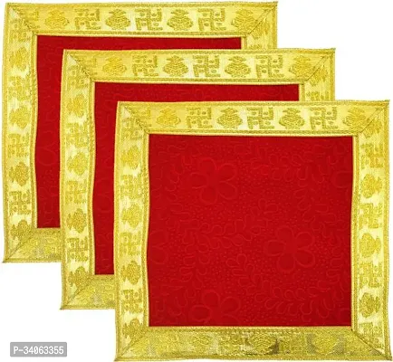 Bhakti Lehar Size 10 x 10 Inch Super Soft Emboss Velvet Pooja Aasan Cloth Floral Design Chowki AasanA Kapda for God Idol Sitting Puja Mandir and Temple Shelf Altar Cloth Pack of 3