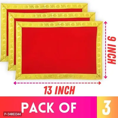 Bhakti Lehar Size 9 x 13 Inch Premium Red Velvet God Aasan for Pooja Chowki Aasan Kapda Plain Velvet Altar Cloth for Puja Mandir and Home Temple Altar Cloth Pack of 3-thumb0