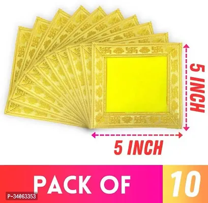 Bhakti Lehar Size 5 x 5 Inch Small Size Yellow Velvet Pooja Aasan Chowki Cloth Altar Cloth Pack of 10