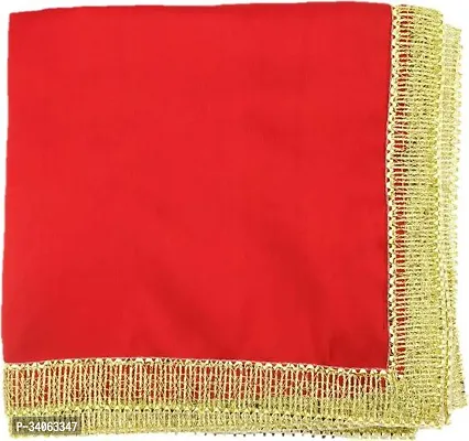 Bhakti Lehar Size 1 Meter Red Silk Satin Pooja Altar Cloth for Mandir Diwali Pooja Satin Altar Cloth Mat for Puja Table God Chowki Aasan Temple Mandir and Multipurpose Use Altar Cloth