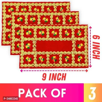 Bhakti Lehar Size 6 x 9 Inch Velvet Pooja Aasan Cloth Pooja Aasan Chowki Kapda for God Bhagwan Temple Bajot and Mandir Altar Cloth Pack of 3