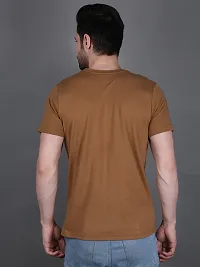 Stylish Brown Cotton Blend Printed T-Shirt For Men-thumb1